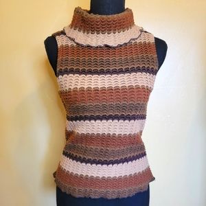 Forever 21 Sweater Cowl Neck Top Sleeveless Brown Size Med